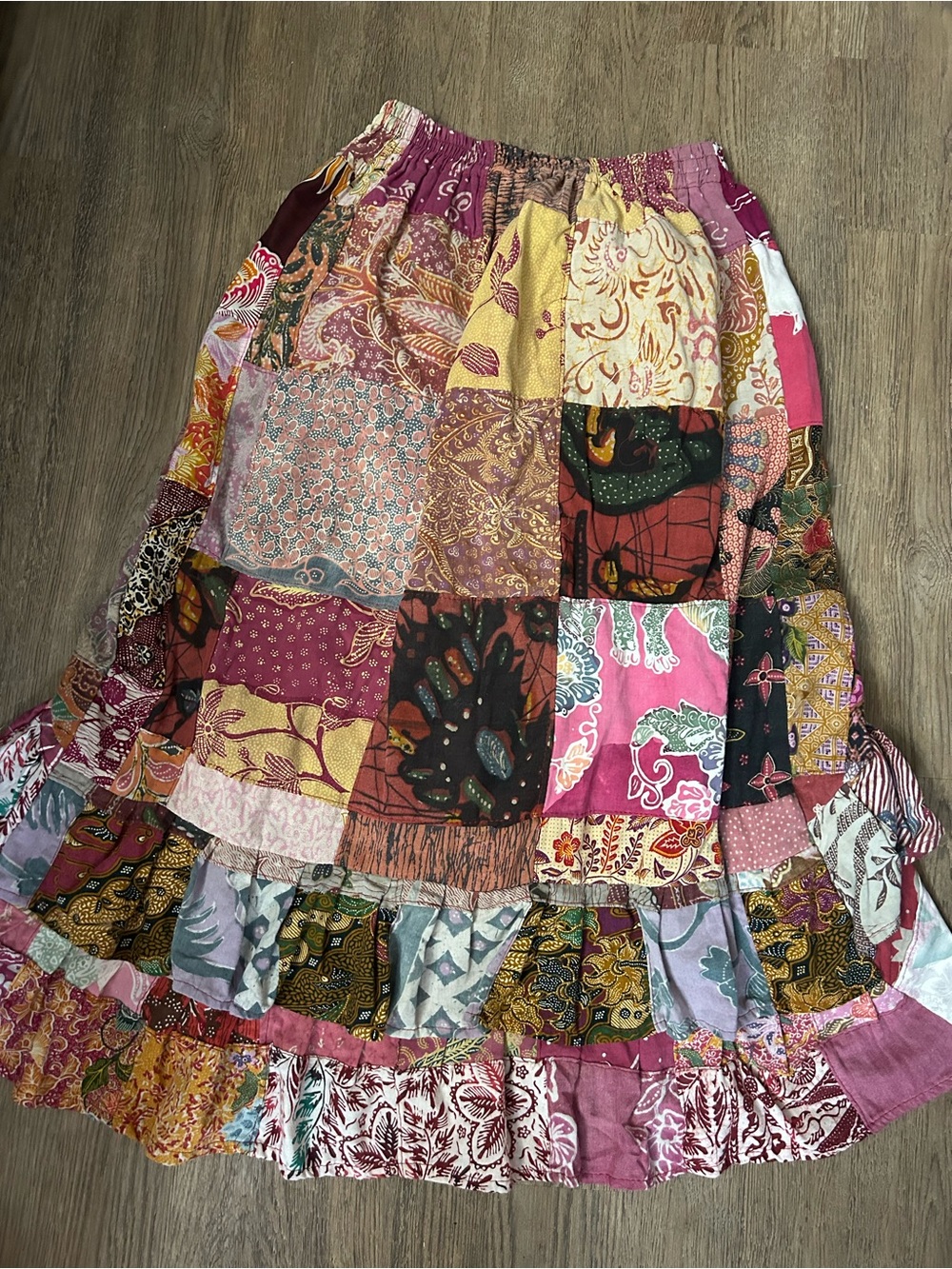Jaded gypsy Patchwork Boho Maxi Skirt in Mixed Pinks and Purple Accents - Picture 2 of 2